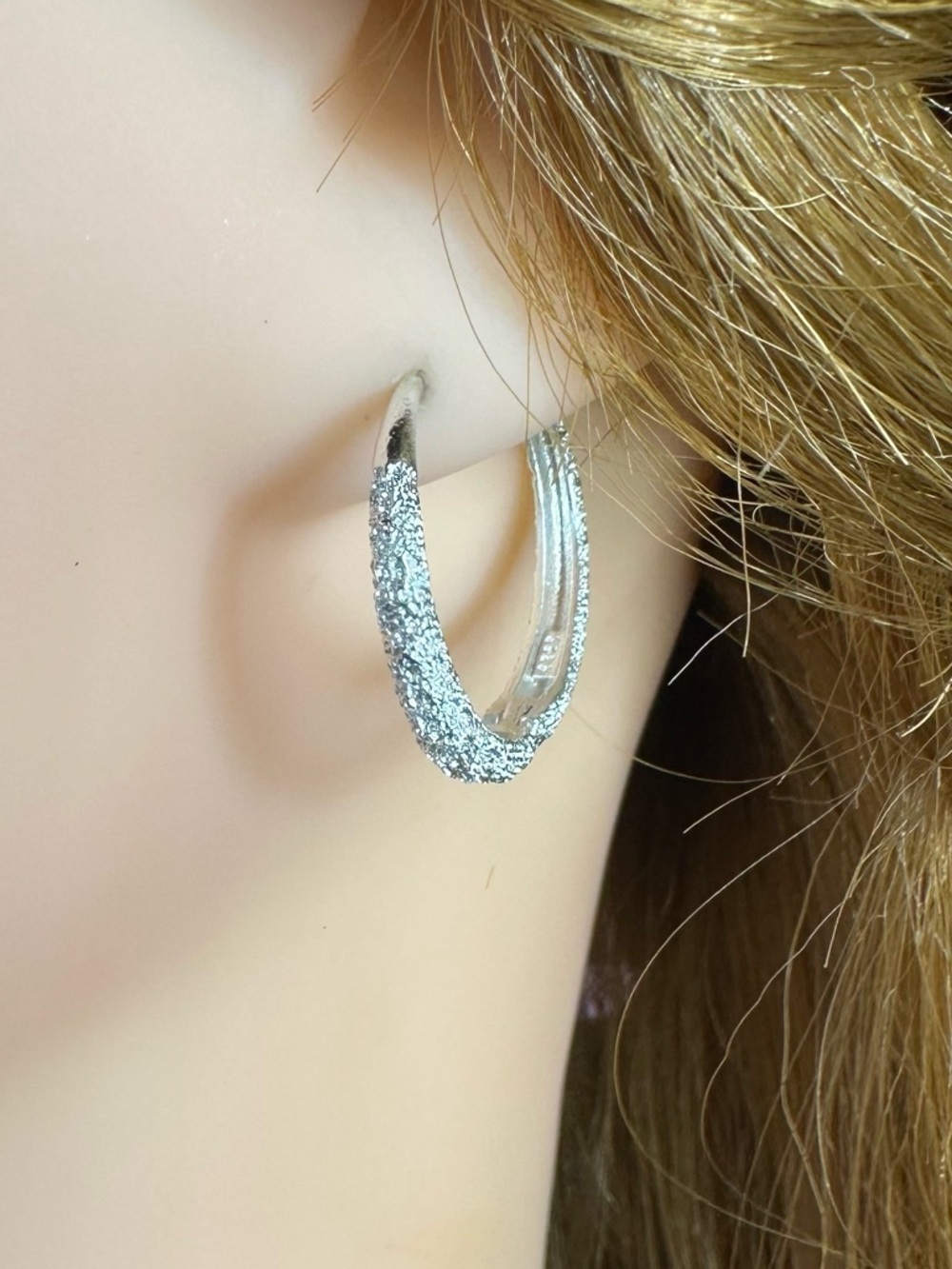 Textured Sparkle Hoop Earrings Minimalist Boho 1”
